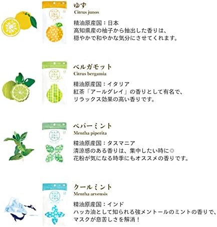 Amazon マスクに貼るアロマ 香るアロマシール ベルガモット の香り パッケージ版 シールプリント入り １２枚入り マスクに貼るアロマ 布マスク