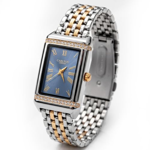 Image of Carlton London Women Amara Analog Watch, Rectangle Dial, Stainless Steel Strap, Quartz Movement, 30M Water Resistant, Casual Wear