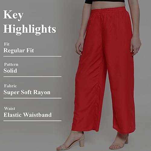 Image of Go Gazab - Stylish Women's Palazzo: Trendy Rayon Solid Color Ethnic Wear Palazzo