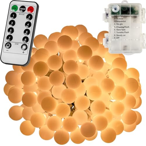 Preisvergleich Produktbild VOLTRONIC LED Partylichterkette, innen und außen, IP44, Batteriebetrieben, Fernbedienung, Größen- und Farbwahl, 100 LEDs, warmweiß