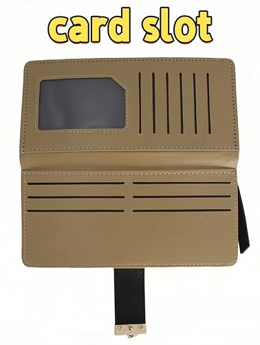 Women's long wallet, hollowed-out gold leaf pattern, double-folding zipper double-layer bag, 12 card slots, large-capacity zipper seal, 3.74 × 7.48 inches, black4