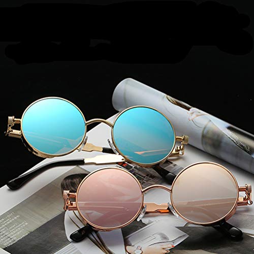 Óculos de sol KESYOO redondos espelhados Fshion Vintage Óculos de sol femininos masculinos (preto fr