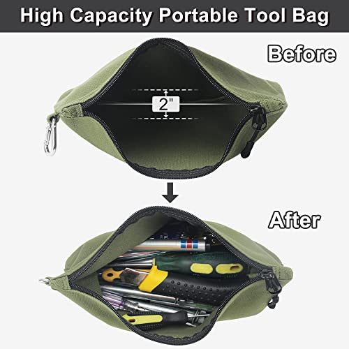 6 Pack Canvas Tool Bags, 16 Oz Heavy Duty Tools Pouch With Carabiner, Multipurpose Pouch Tote Bags With Dependable Durable Zippers, 12.5 X 7 X 2 Inches. #TOP3