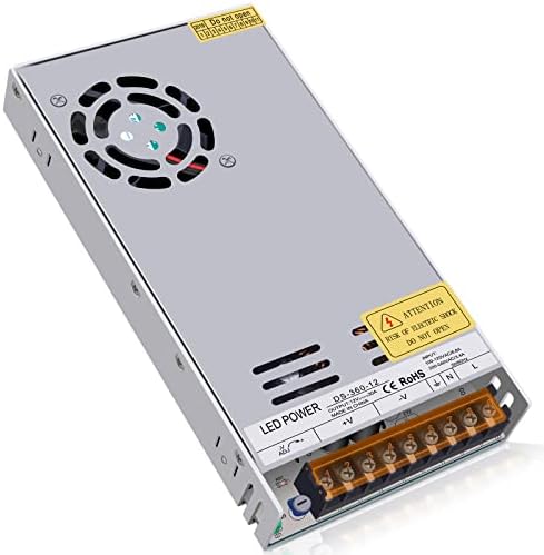 EAGWELL New Version DC 12V 30A Power Supply 360W Universal Regulated Switching AC to DC Converter AC110V/220V (SMPS) Transformer Driver Adapter for LED Strip Light, CCTV Camera Security System, Radio