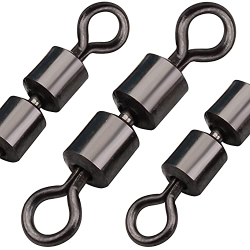Scotank Fishing Tackle, Double Barrel Swivels, Twice Speed Rolling Swivel Black Nickel Stainless Steel Terminal Tackle Bass Fly Fishing Gear, Connect Fishing Line Hooks (30 Pcs Test 75 Pound)