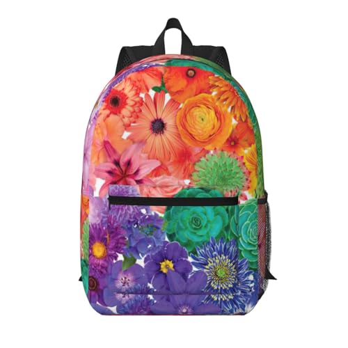 Sac à dos de voyage fleurs arc-en-ciel noir pour des week-ends épanouis