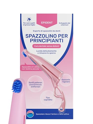 Spazzolino Anatomico per Cani | Cura dei Denti per Cani con Setole Morbide in Silicone | Spazzolino per Rimuovere la Placca | Igiene Dentale e Addestramento con il Nostro Spazzolino per Cani (Rosa)
