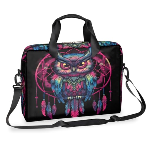 Sacoche ordinateur portable 13 à 16 pouces avec bandoulière et motif chouette