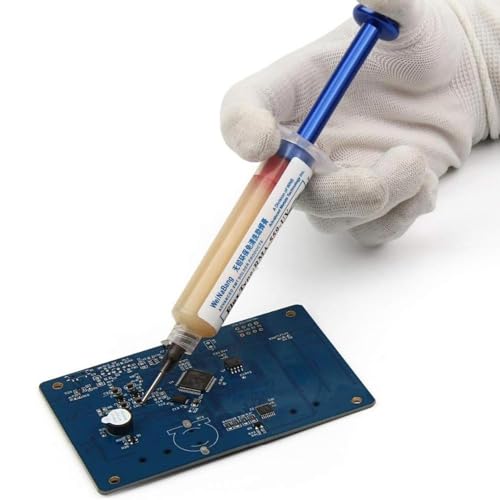 Image of Manual Syringe Glue Dispenser Solder Flux Paste Plunger BGA Welding Tool | Aluminum Alloy Booster, 3 Size Dispensing Needles