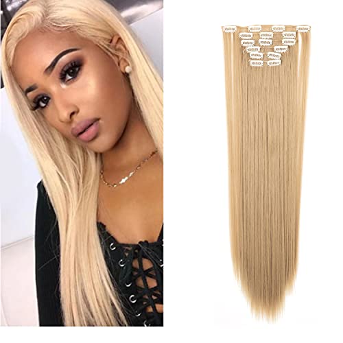Clip in Hair Extensions 26 Inch Hair Extensions Clip in Hair Clip in Extensions Hair 6pcs Ash Blonde