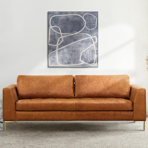 Image of Poly & BARK Calle 90 inch Sofa, Full-Grain Pure-Aniline Italian Leather, Cognac Tan, Brass Legs