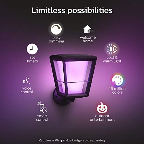Philips Hue White and Color Ambiance Econic Up Outdoor Wall Light Fixture - 1 Pack - Weatherproof - Requires Hue Bridge - Works with Amazon Alexa, Apple HomeKit and Google Assistant - image 7