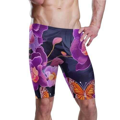 Purple Butterfly Flower Men's Swimsuit Swim Jammers L B0401606