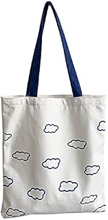 Jiamusi Canvas Tote Bag for Women Girls Kids school Shoulder Bag with zipper Work Beach Lunch Travel and Shopping Grocery Bag