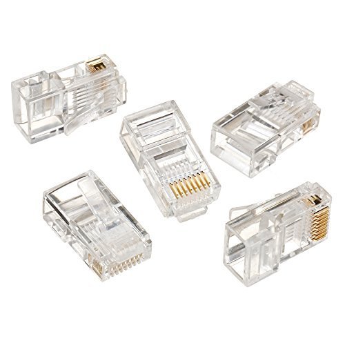 MakWorld RJ45 Clear Transparent Male Plug Crimp Connector for Standed Cat6 CAT5 CAT5e Ethernet Network Cable (Pack of 50 Pcs)