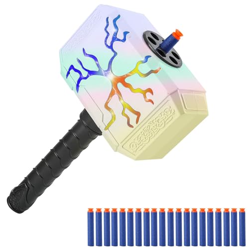 Consejos para Comprar Martillo thor los 5 mejores. 48 KIONTS Pistola de Juguete con 30 Dardos, Martillo de Choque con Luces, Lanzador de Juguete, Blasting Hummer para Niños de 5 a 9 Años, Juguete de rol para Juegos de Disparos y...