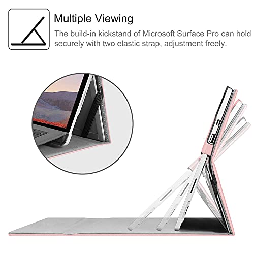 Image of Fintie Case for 12.3 Inch Microsoft Surface Pro 7 Plus, Surface Pro 7, Surface Pro 6, Pro 5, Pro 4, Pro 3 - Portfolio Business Cover with Pocket, Compatible with Type Cover Keyboard (Rose Gold)