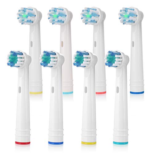 8 Pack Best Electric Toothbrush Head Replacements Compatible with Oral B Braun, Round Heads & Soft Bristles，（4 Cross Action, 4 Precision Clean）