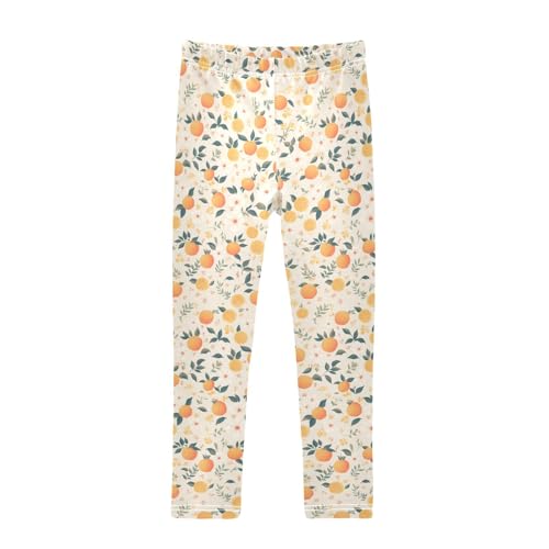 KLL Floral Pattern Orange Fruits Toddler Girls' Active Leggings Stretch Full Length Lounge Pants Gym