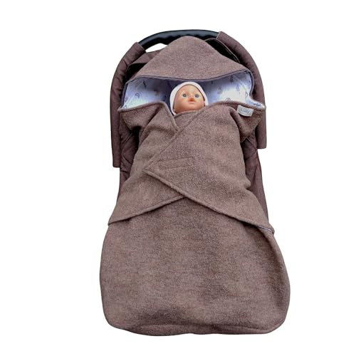 Image of Car Seat Blanket - Premium Wool Stroller Blanket with a Hood & Leg Pouch - Double Sided Carseat Blanket for Optimal Insulation - Car Seat Blankets for Babies Winter Essential