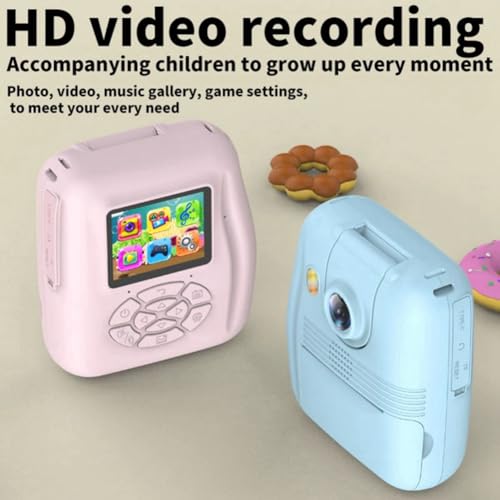 Impresora portátil para niños azul mini cámara digital SLR con papel térmico y pegatinas 3