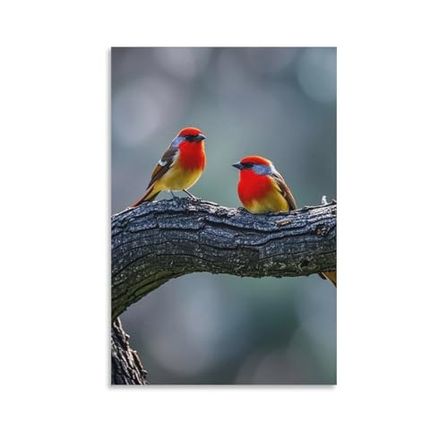 Impression sur toile oiseau cardinal sans cadre suspendre 60x90cm