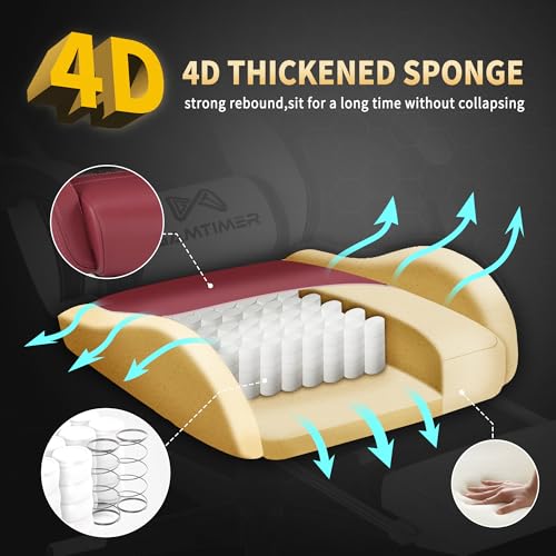 Gaming Chair, 400 lbs Adult Chair, High Back Computer Chair with Footrest and Linked Armrests, Office Video Game Chair with Lumbar Support (RED) - Image 5