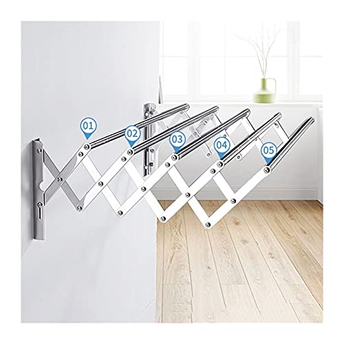 LLLD INOX Séchoir Mural Étendoir Mural Sèche Linge Pliable avec 5 Barres Étendoir À Linge Robuste pour Intérieur Et Extérieur (Size : 40cm/15.7in)