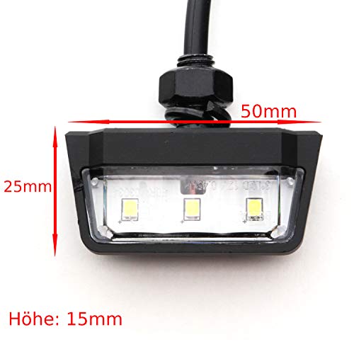 Area1 Premium LED Kennzeichen-Beleuchtung E-geprüft, Motorrad Nummernschild Leuchte, Universal für Motorroller Quad ATV, Kompatibel Mit KSR