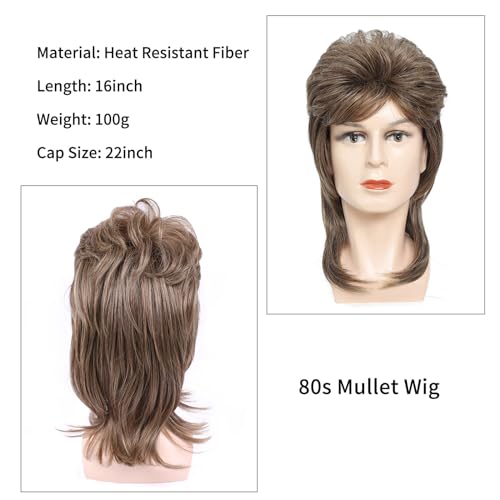 byoubyou mullet wigs for men 80s style costumes fancy party accessory cosplay wig joe dirt emo wig halloween men x light brown
