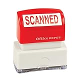 Office Depot Pre-Inked Message Stamp, ""Scanned"", Red, 034211