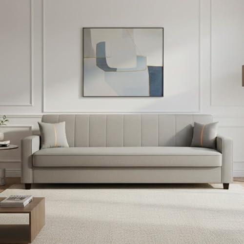 Image of FURNY Cosmos 3 Seater Fabric Sofa Set (Light Grey) Premium Velvet Finish | Durable Comfort | Ideal for Living Room, Office