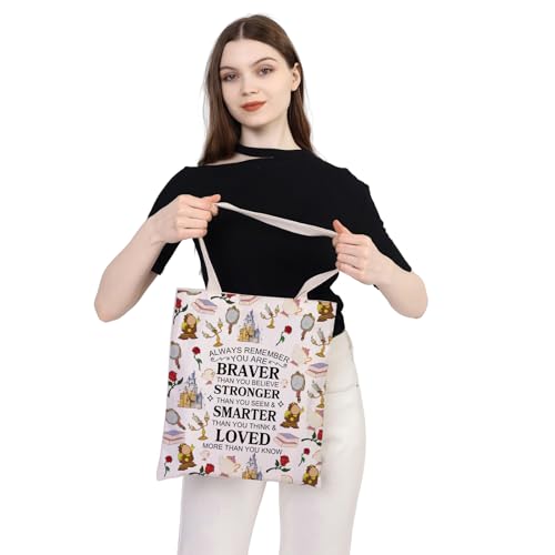 WSNANG Beauty Movie Inspired Gifts Beauty Princess Tote Bag Princess Lover Shoulder Bag Fairy Tale Flower Gift (AlwayBeauty TB)4