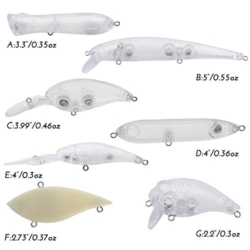 Leurre de pêche sur mesure pour débloquer les poissons éduqués, pack de 15 crankbaits vierges - 2