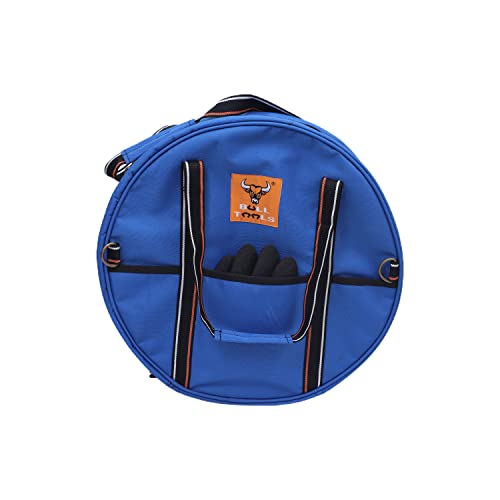 Image of BULL TOOLS EV Charging & Jumper Cable Storage Bag, Organizer 6 Pocket Handmade Carry Bag - 15x15x4 Inch Waterproof Ballistic Polyester Round Bag's, Cords, Small Tools, For Motor Vehicles - Blue