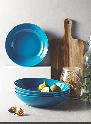 Sweese 113.107 Porcelain Large Salad Pasta Bowls - 45 Ounce 1.3 Quart - Set of 4, Steel Blue - Image 4