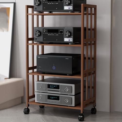 YQMHEZ Meuble HiFi, Support multimédia, Meuble Rack Audio à 2/3/4 Niveaux avec roulettes, Tour de Meuble stéréo Robuste for Salon, Salle de Jeux, Salle...