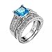 ANAZOZ Ring Schwarz Frauen, Luxury Stapelring 2 Stück Simuliert Hellblau Topas Quadratschliff Zirkonia Damen Solitärring Größe 57 (18.1)