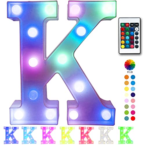 Pooqla Colorful LED Marquee Letter Lights with Remote – Light Up Signs Party Bar Letters...