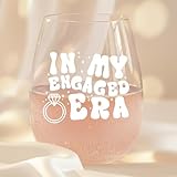 LITTLEBIGGER Engagement Gifts for Couple – Bride Wine Glass – Elegant Engagement Gifts for Women, 15 oz Scratch-Resistant Wine Glasses – Future Mrs Keepsake, ‘In My Engaged Era’ Design (White)