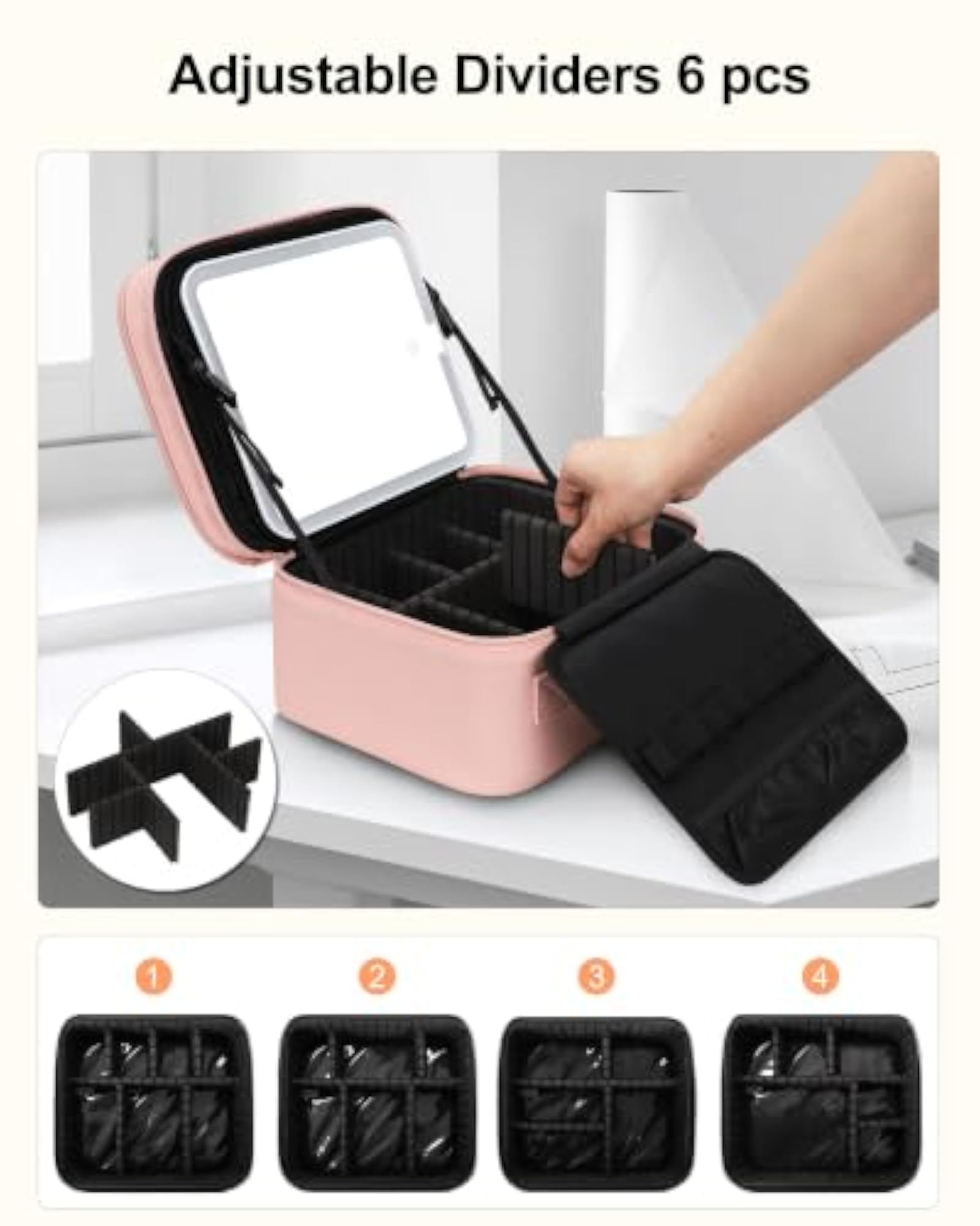 Travel Makeup Case with LED Light Mirror