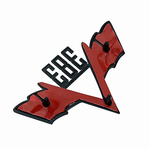 Image of 2Pc Custom 383 Cross Flag Fender Emblem Style Trim 3D Badge Universal Sticker Replacement for 1960s Che-vy (Black Red)