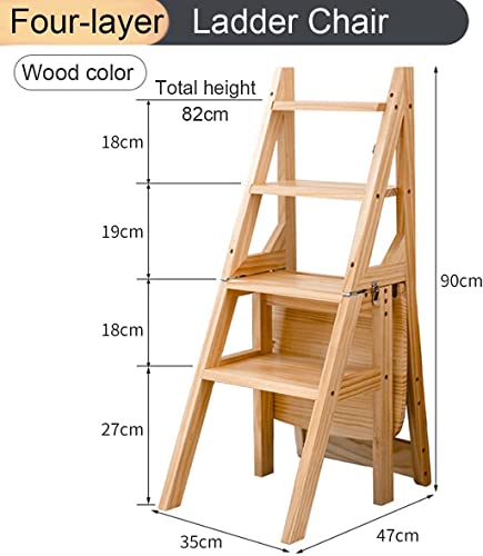 Escalera Plegable 3 en 1 Multifuncional de Madera con Estante 8