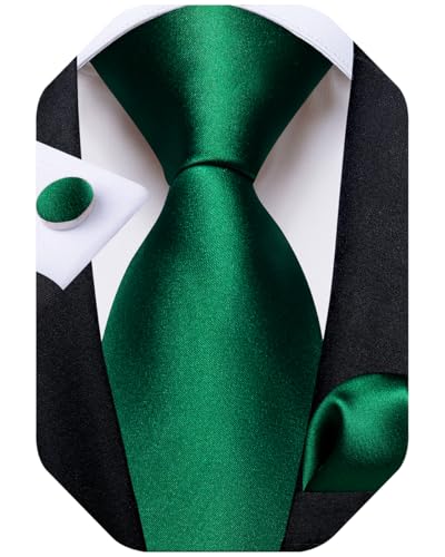 Image of DiBanGu Mens Solid Color Tie and Pocket Square Set Woven Silk Plain Necktie & Handkerchief for Men Wedding Party Formal