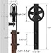 WINSOON 5-16FT Single Wood Sliding Barn Door Hardware Kit 5FT Basic Black Big Spoke Wheel Roller Garage Closet Carbon Steel Flat Track System (5FT)