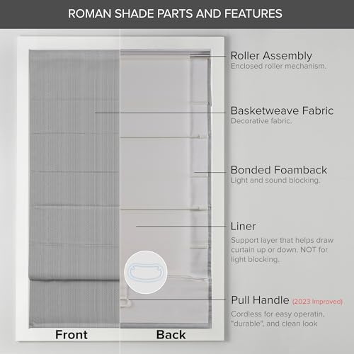 Madison Park Galen Cordless Roman Shades, Fabric Privacy Panel Darkening, Energy Efficient - Image 3
