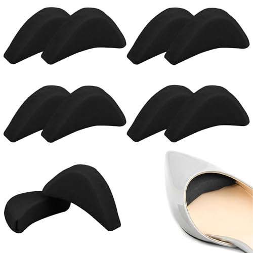 Image of Shoe Inserts - 5 Pairs Toe Cushion Inserts for Loose Shoes; Adjust Fits for High Heels Dress Boots (Black) Half-Size Reusable Fillers