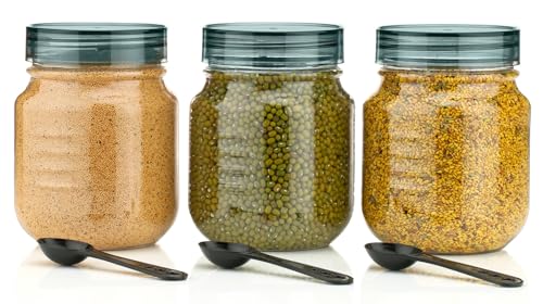 Image of HAPPI Multipurpose Unbreakable Plastic Transparent Storage Containers For Kitchen Airtight Masala Box Dabba Spice, Cereal, Dry Fruits Spice Box 750 Ml With Spoons