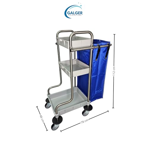 Carro de limpieza industrial de acero inoxidable 18/8 con protectores de rueda 8