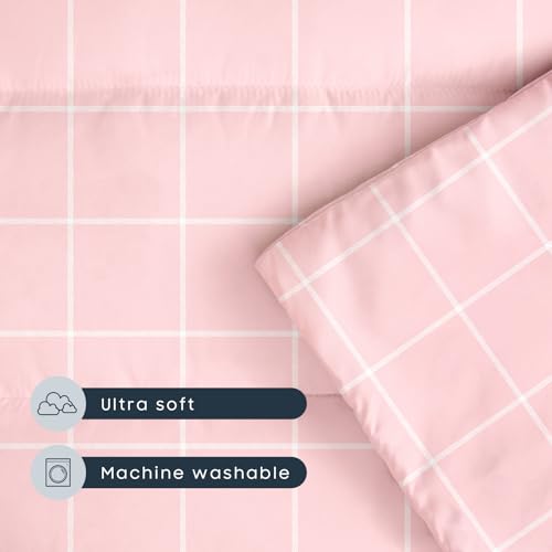 Image of Wake In Cloud - Toddler Nap Mat with Pillow and Blanket, for Kids Boys Girls Ages 3 Plus in Kindergarten Daycare Preschool Pre K, Roll Up Sleeping Bag, Gingham Grid Checkered